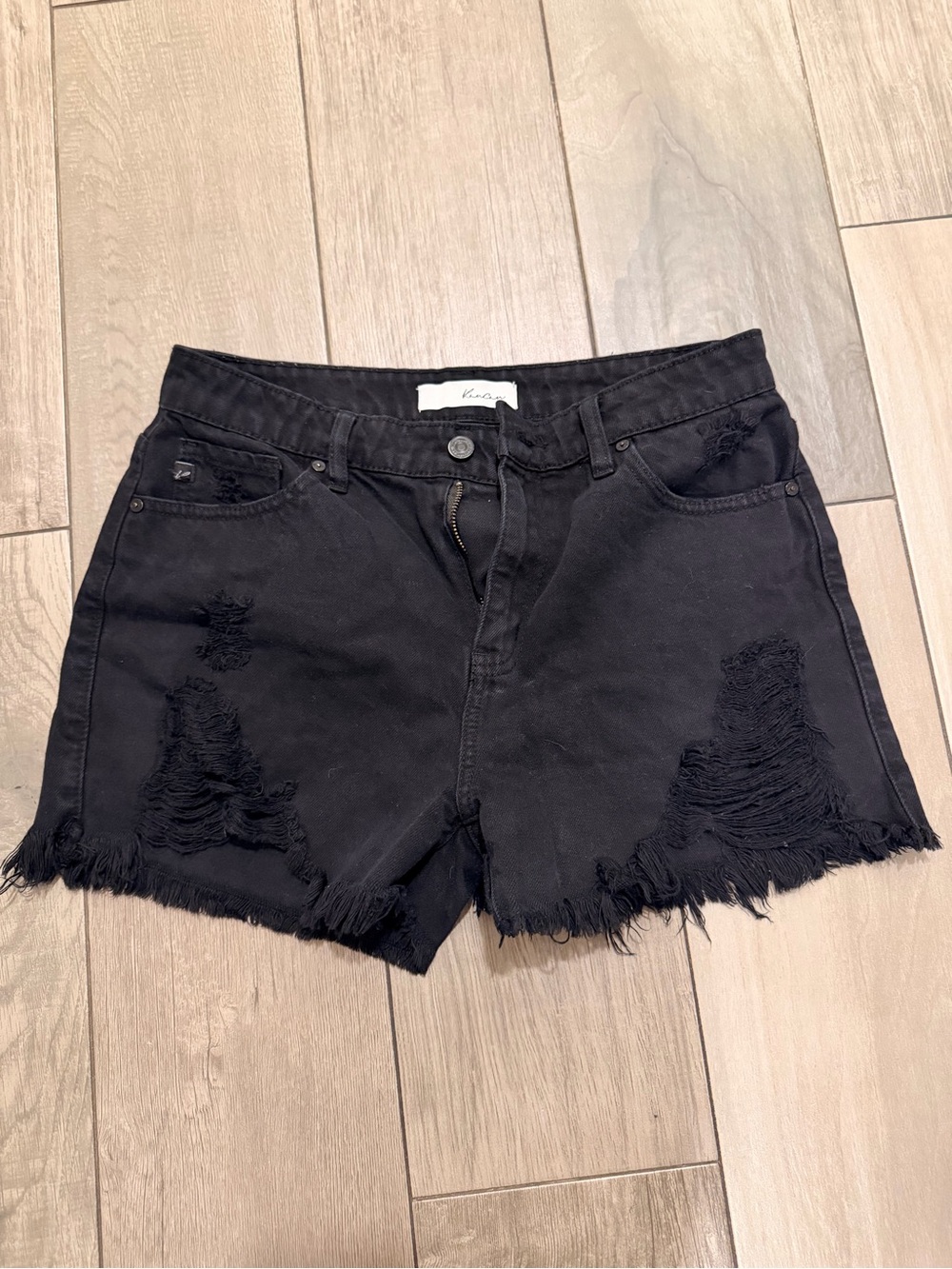 Ran Can Black Distressed Fray Hem Jean Shorts